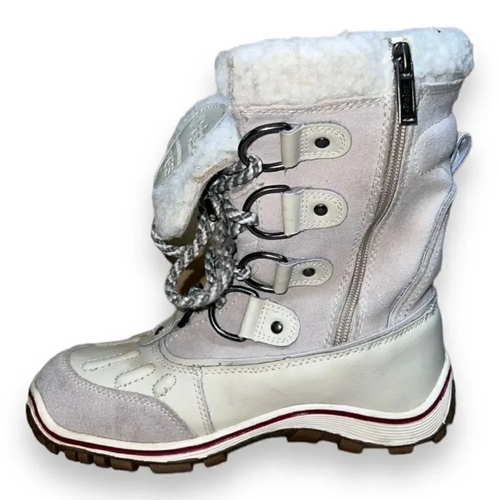 Pajar Alina Round Toe Waterproof Winter Boots White Leather‎ Women's 6.5